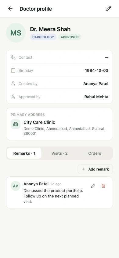Find addresses, assigned staff and relationship context.